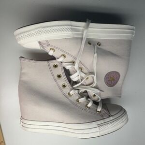Converse Chuck Taylor All Star Wedge Sneakers White Purple Women High Top Sz 11